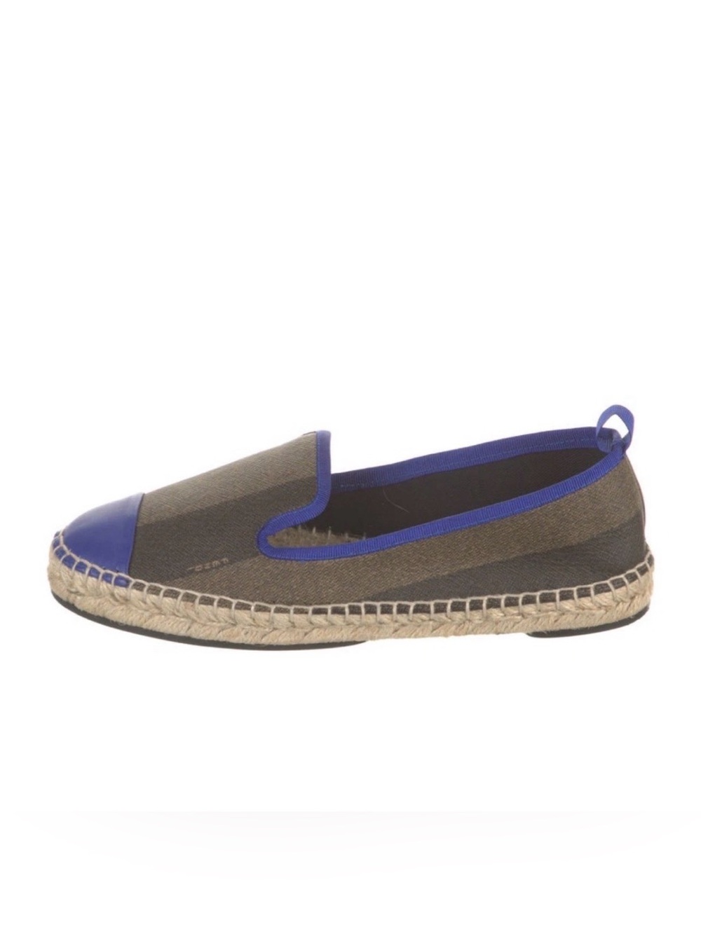 FENDI Pequin Stripe Canvas Espadrille Platform Flats Blue Brown Black Sz 39 /8.5